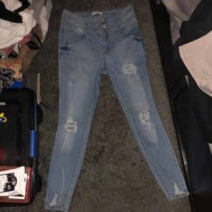 High Waisted Distressed Jeans